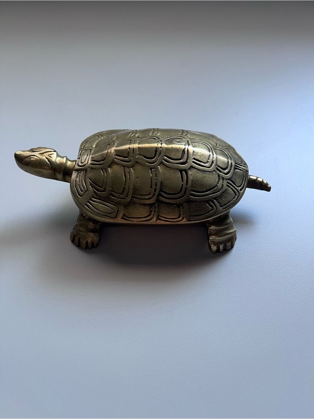 Vintage Solid Brass Turtle Covered Ashtray